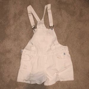 off-white distressed overall shorts!